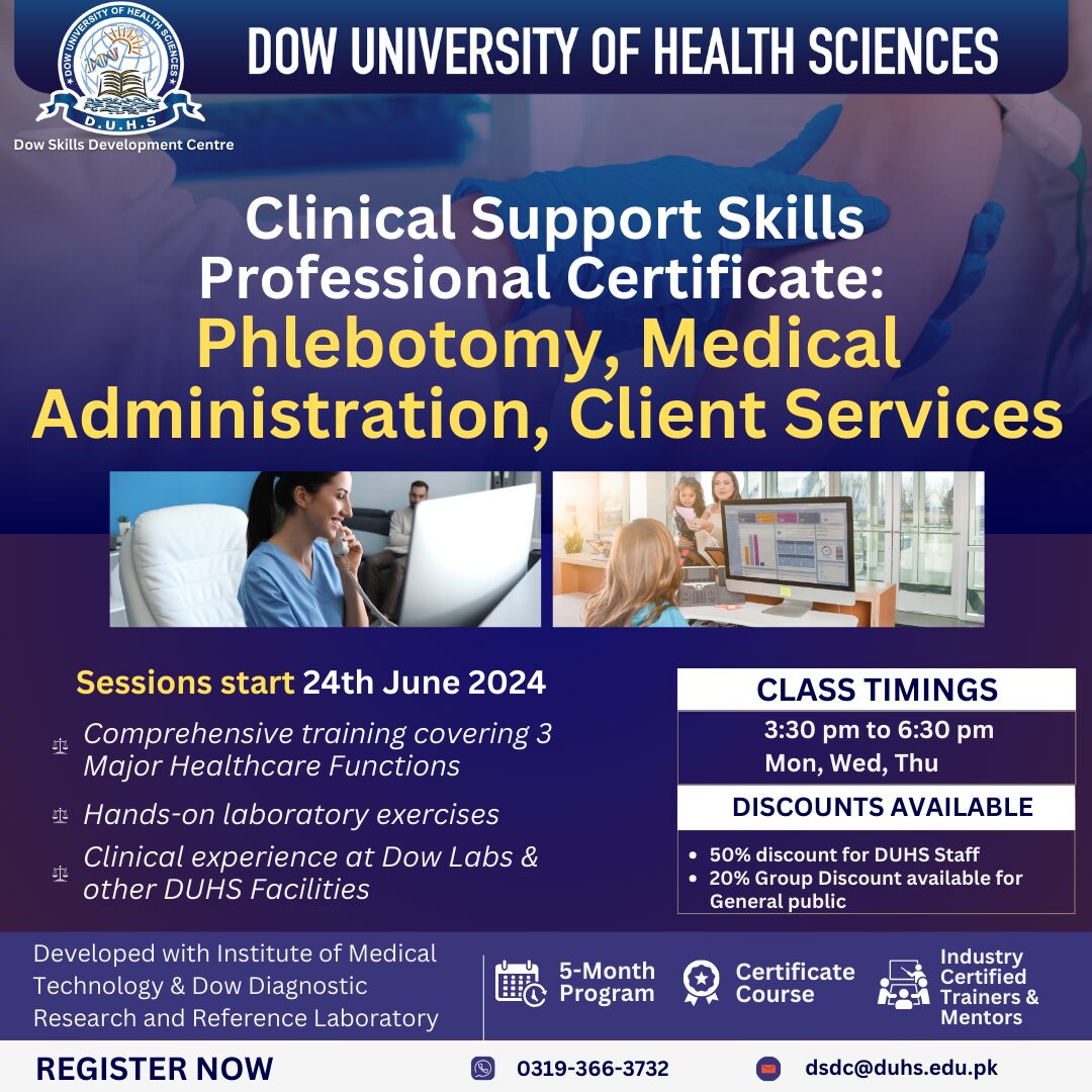 Clinical Support Skills Professional Certificate Phlebotomy, Medical Administration, Client Services